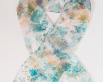 Silk chiffon Hand dyed colorful scarf