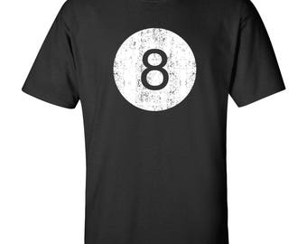 Eight Ball Distressed Pool Billiards T-Shirt - Black