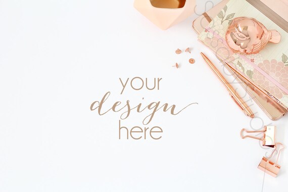 Download Rose Gold Desk Styled Stock Photography / Product Mockup