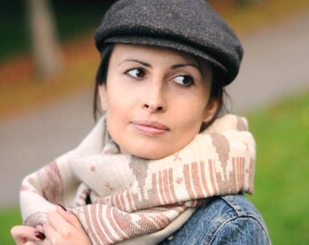 Womens newsboy hat Mens newsboy hat Unisex drivers cap brown tweed hat Cabbie hat Womens wool hat Derby hat Scally cap Ivy cap Brown newsie