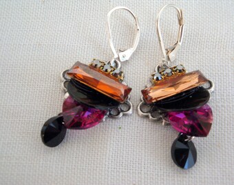 crystal earrings Crystal full and mother of pearl earrings
