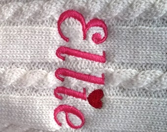 Personalized Valentines Day Gift / Sweetheart Embroidered Name Sweater / Hooded Sweater with Zipper in Back / Baby Sweater / Toddler Sweater