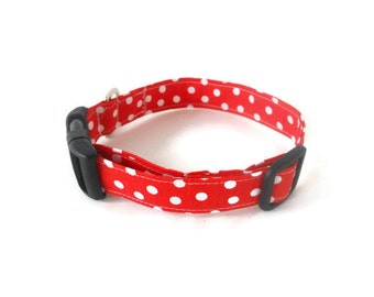 Orange polkadot dog collar, reddish orange polka dot collar, orange and white pet collar, polka dot collar, burnt orange collar