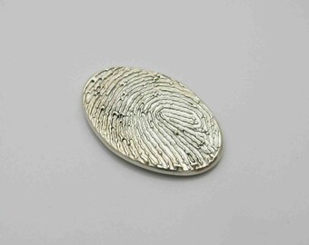 Fingerprint Jewelry, Silver Fingerprint, Oval Charm, Fingerprint Charm, Fingerprint Pendant, Personalized Keepsake, Memorial