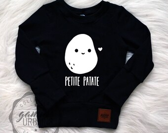 Chandail évolutif patate, chandail enfant bébé unisexe, grow with me, cadeau shower unisexe, chandail crewneck, chandail col rond