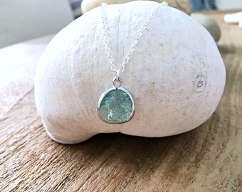 Aquamarine Necklace Aquamarine Jewelry March Birthstone Erinite Necklace 925 Sterling Silver Necklace Erinite Jewelry Beach Wedding Jewelry