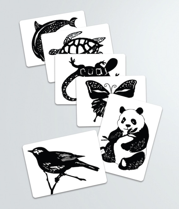 Black and white contrast animal art cards baby shower Black and white contrast animal art cards baby shower