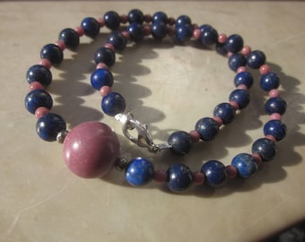 Rhodonite dark Lapis Lazuli Necklace