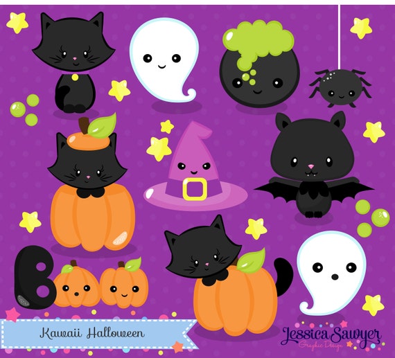 INSTANT DOWNLOAD Kawaii Halloween Clipart and Vectors for (570 x 517 Pixel)