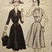 Advance 8210 Sewing Pattern 1950s Fit and Flare Dress One Piece Dress Plunging V-neck 8 Gore Skirt Sleeve Options Printed Pattern Bust 35"