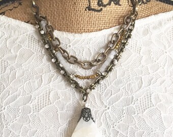 White Titanium Crystal Druzy Necklace