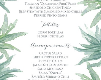 Custom Watercolor Menu Design for Weddings, Events, Stationery