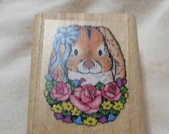 On Sale Slightly Used Rabbit or Bunny Rubber Stamp for Card Making or Scrapbooking Crafting Tool