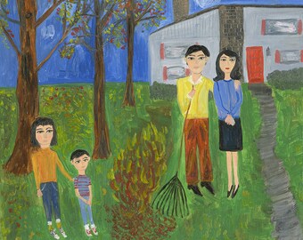 Buying into the American dream. Original oil painting by Vivienne Strauss.