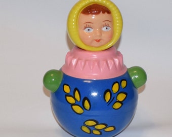 Middle blue Roly-Poly. Soviet Roly-Poly. Nevalyashka USSR 60's. Soviet musical doll. Vintage. roly poly ding. soviet toy