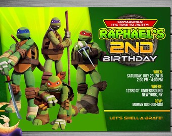 Ninja Turtle Invitation, Ninja Turtles Party, TMNT invitation, Teenage Mutant Ninja Turtle invitations, TMNT Birthday Invitation
