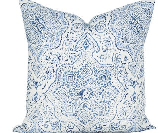 Deeg pillow cover in Blue/Blue on White