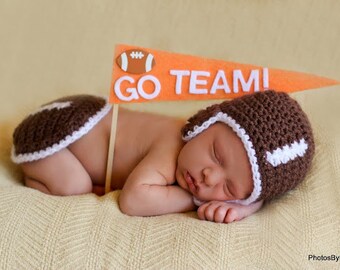 Baby Hat CROCHET PATTERN pdf Football Baby Hat and Bum Cover SET