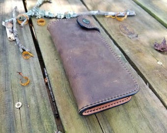 Handcrafted Checkbook Wallet with snap closure