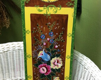 Hand painted floral clock