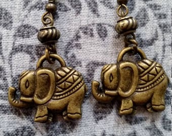 Antiqued elephant earrings