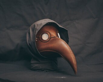 Plague Doctor Leather Light Brown Bird Mask , Medieval Bird Mask, Steampunk Masquerade Halloween Mask