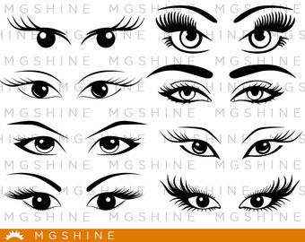 Lashes SVG cutting files for Cricut and Silhouette Cameo - Lashes png clipart - Lashes dxf vector files - TS40