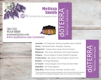 doTERRA Business Cards, doTERRA Cards, Essential Oil Business Cards, Personalized Business Cards, Digital File or Printed, FREE SHIPPING