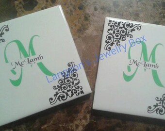 Set of Four Personalized Ceramic Coaster, coasters, personalized gift