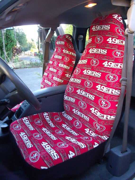1 Set Sf 49ers Print Seat Covers And Piece Of Steering Wheel
