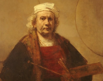 Self Portrait 1663 by Rembrandt - a Frameable Vintage 1953 Art Print