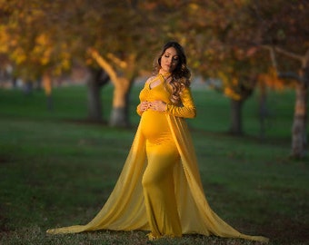 Maternity Dress for Photo Shoot-Long Maternity Dress-Fitted Maternity Gown-Maxi Gown-Maternity Dress for Baby Shower-FATIMA DRESS