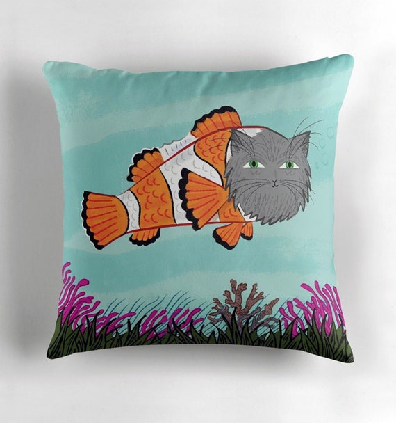 Catfish - Throw Pillow / Cushion Cover including insert by Oliver Lake / iOTA iLLUSTRATION