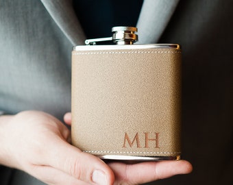 Engraved Hip Flask, Groomsman Gift, Custom Leather Flask, Groomsmen Flask, Personalized Flask, Gift for Him, Groomsmen Gifts, No Gift Box