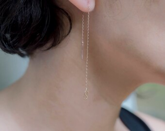 Threader Earrings | Ear Threads | Ear Threaders | Ear Thread Earrings | Chain Earrings | Minimal Initial Ear Thread | Minimalist Earrings