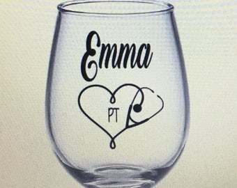 Physical therapy wine glass. Physical therapy gift. Physical therapist gift. Physical wine glass. Physical therapy school. Pt gift