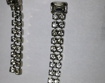 Vintage Signed Pierced Rhinestone Earrings