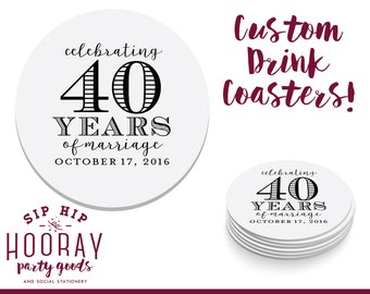 Custom Coaster, Anniversary Party, Anniversary Coaster, Personalized Coaster, Party Coasters, Bar Coaster, Custom Favors, Coaster, 1678