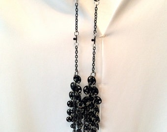 Black and Silver Chainmaille Delicate Lingerie Necklace