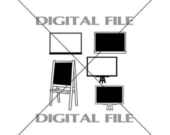 Five Chalkboards Vector Images SVG Files Digital Cutting Files Ai - Eps - PNG - DXF - Svg