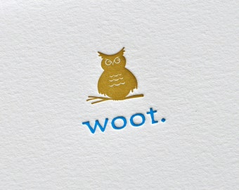Woot Owl Letterpress Card & Envelope