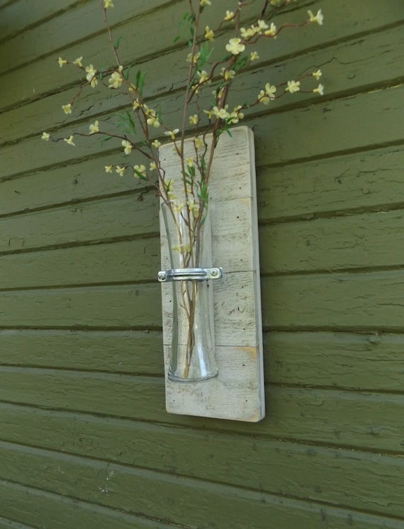 Rustic Wall Sconce. Wood Wall Sconce. Vase Sconce. White Wall on White Wooden Wall Sconces id=66177