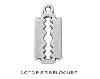 Set of 5 charms silver man (B04) razor blade