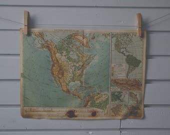 1930's Vintage North America Map