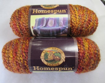 Lion Brand HOMESPUN Yarn in Wild Fire, Bulky Yarn, Acrylic Yarn, Silly Salmon Crochet