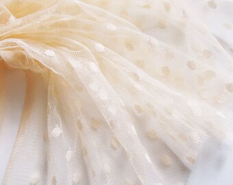 Peach spot tulle fabric - 44" wide - sold per metre