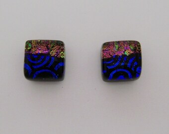 Tiny dichroic glass post earrings
