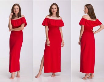 Long Bridesmaid Dress , Boho Bridesmaid Dress Red Bridesmaid Dress Long Evening Dress Summer Party Dress A0035
