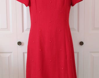 1960s Red Polka Dot Wiggle Dress Large