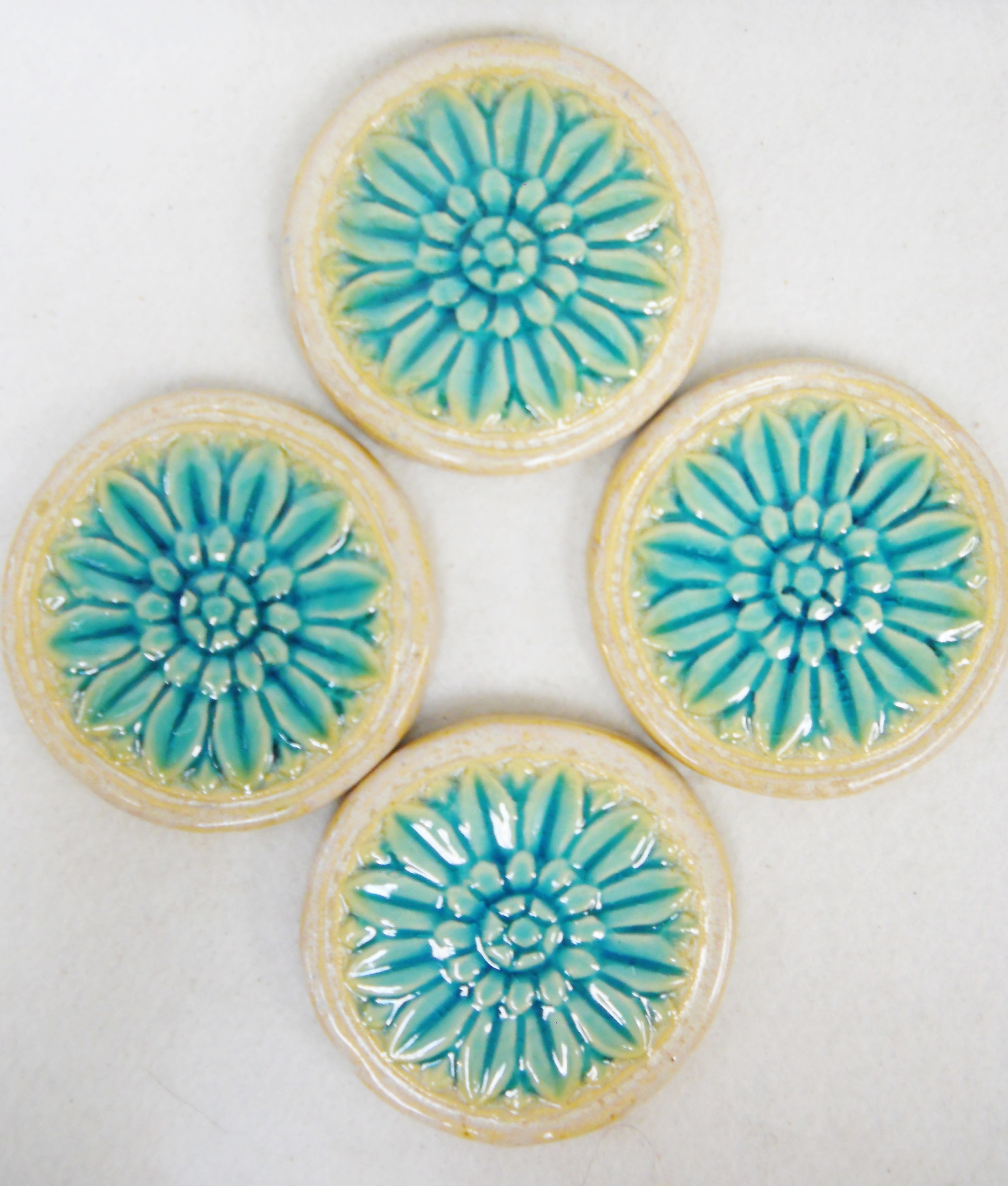 Handmade Decorative Ceramic Tiles 3 Floral Medallion